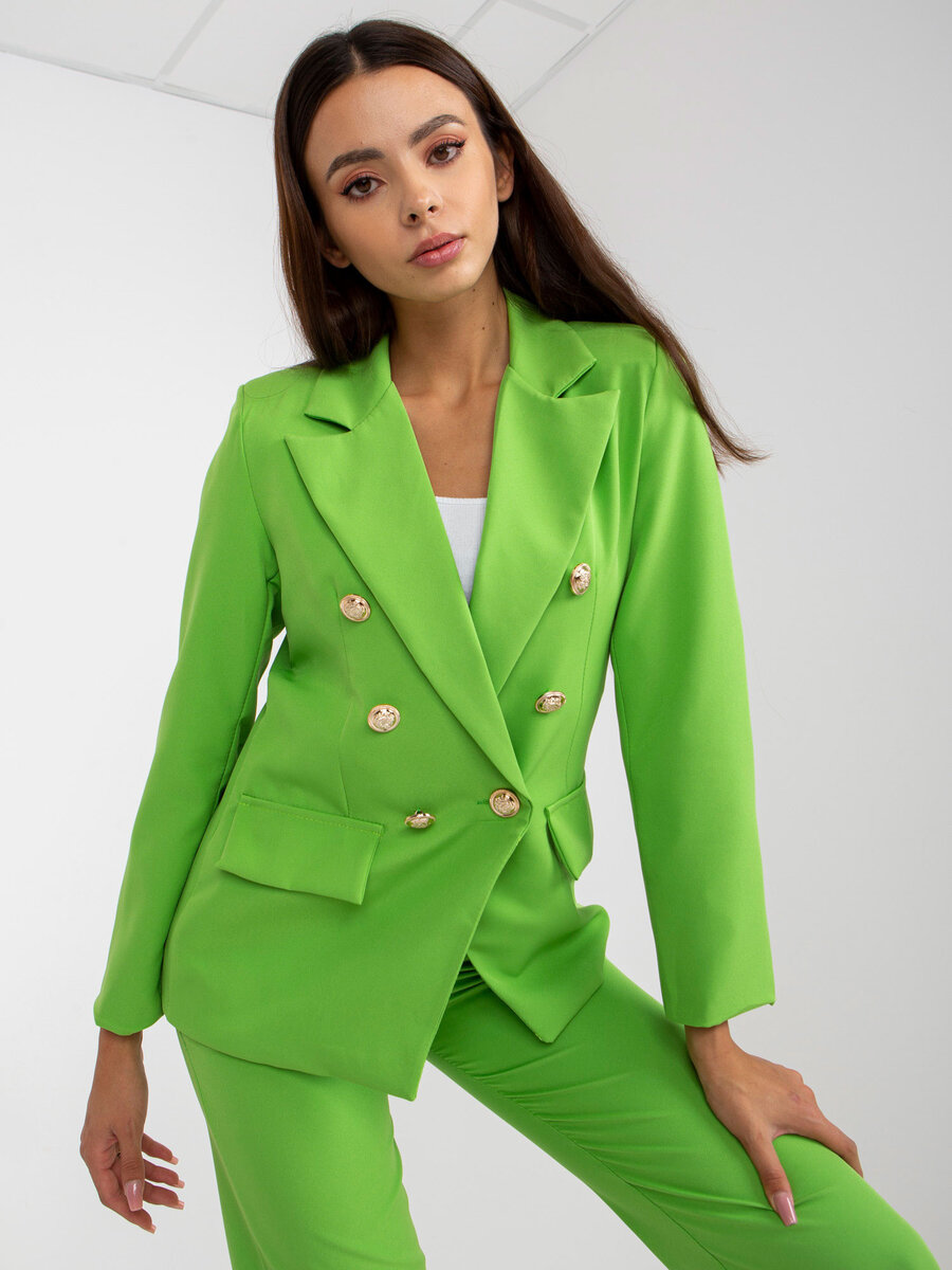 Zelené dámské sako s vycpávkami a knoflíky od FPrice, světlé zelená 2XL i10_P62496_1:850_2:372_