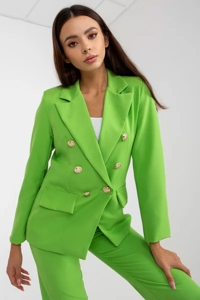 Zelené dámské sako s vycpávkami a knoflíky od FPrice
