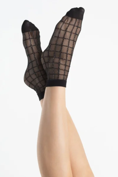 Stříbrno-černé dámské ponožky Fiore GRID