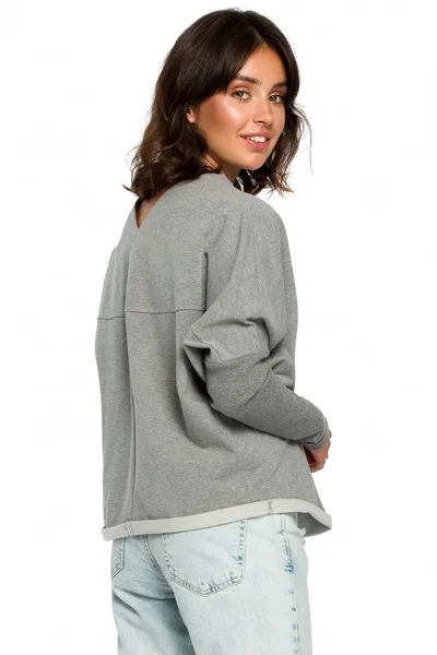 Šedý Oversized top s V-výstřihem - BeWear