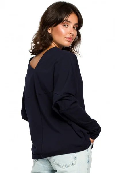 Modrý Oversized V-Back Top BeWear