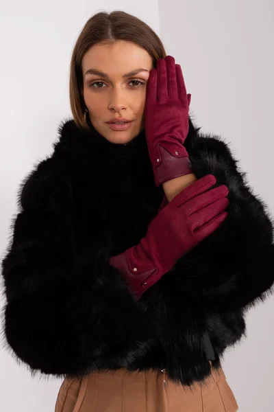 Bordó elegantní rukavice pro ženy FPrice