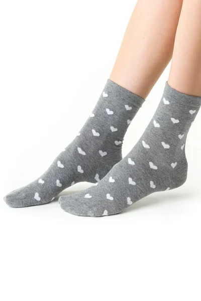 Ponožky Steven šedý melange s kovovými vlákny pro ženy