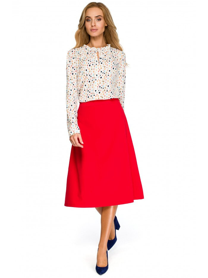 Červená midi sukně Style - klasický áčkový střih pro každou příležitost, EU M i529_7779747834234535936