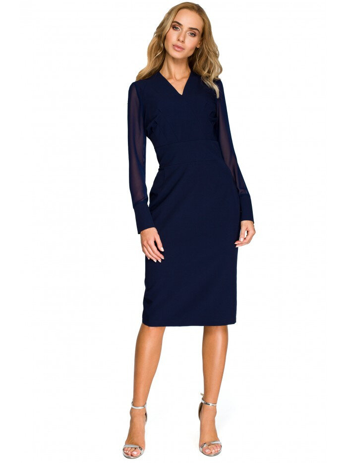 Dámské 021V9R Šifonové šaty bez rukávů - tmavě modré Style, EU M i529_9217034383110700032