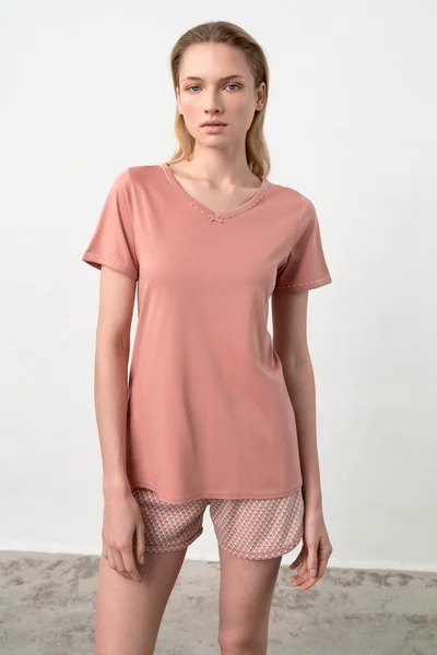 Růžové pyžamo Dawn s moderním potiskem pro ženy od Vamp