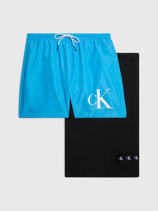 Dárkové balení pánských plavek a ručníku s logem Calvin Klein v modro-černém provedení, L i10_P60654_2:90_
