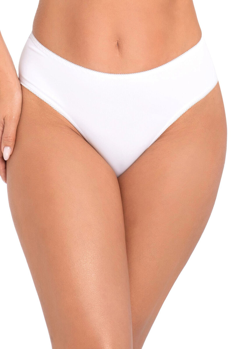Klasické bílé dámské kalhotky - Příjemné mikrovlákno s krajkou, Bílá XL i41_9999933316_2:bílá_3:XL_