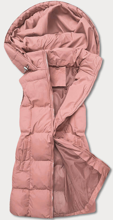 Dámská péřová vesta ve starorůžové barvě s kapucí 5RK3Q J.STYLE, odcienie różu L (40) i392_20970-49