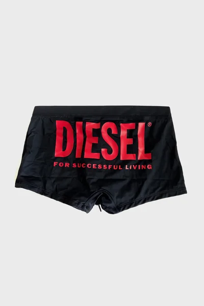 Černé plavecké boxerky s červeným logem - Diesel BMBX-BRAD