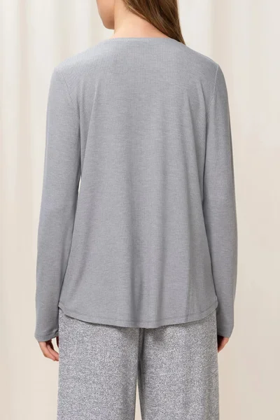 Pyžamo pro ženyvé tričko Climate Aloe TOP LSL šedé - Triumph