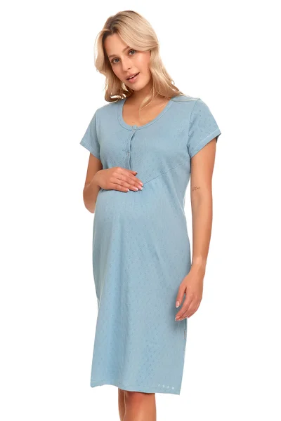 Těhotenská noční košilka - Modrý satén TCB 4444