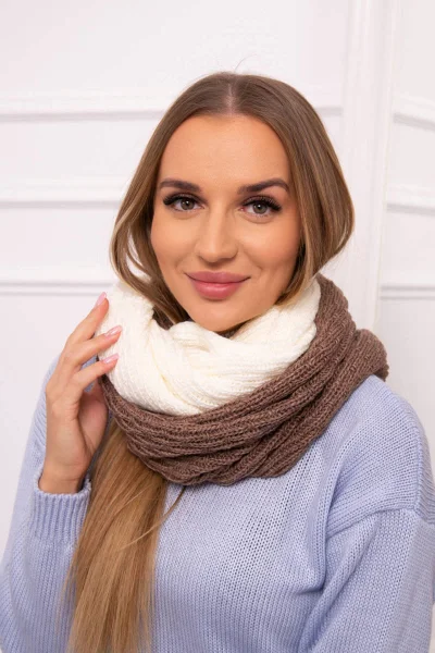 Dámský dvoubarevný nákrčník mocca+ecru K-Fashion