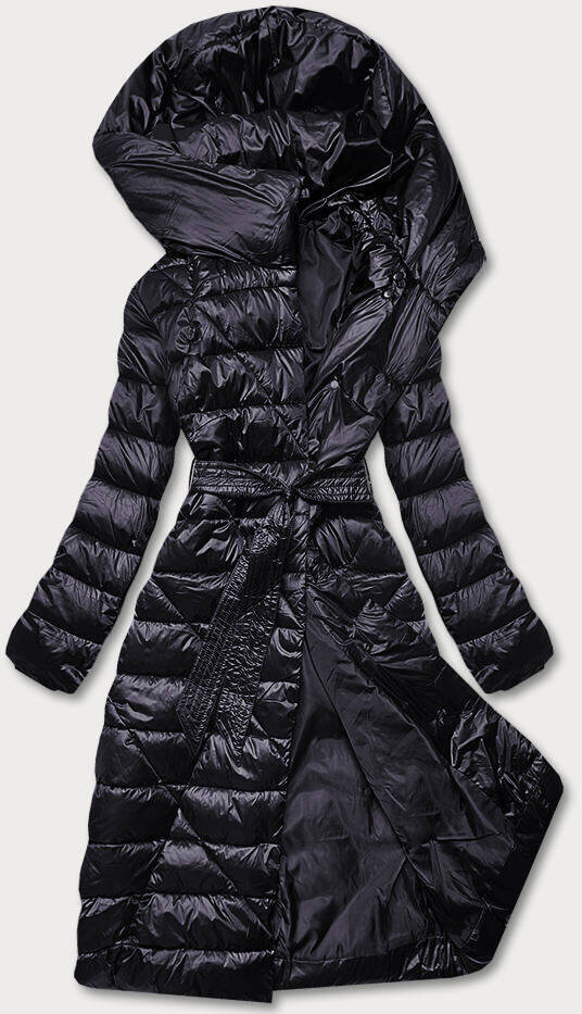 Syntetický péřový kabát s kapucí v lilkové barvě, odcienie fioletu M (38) i392_23053-47