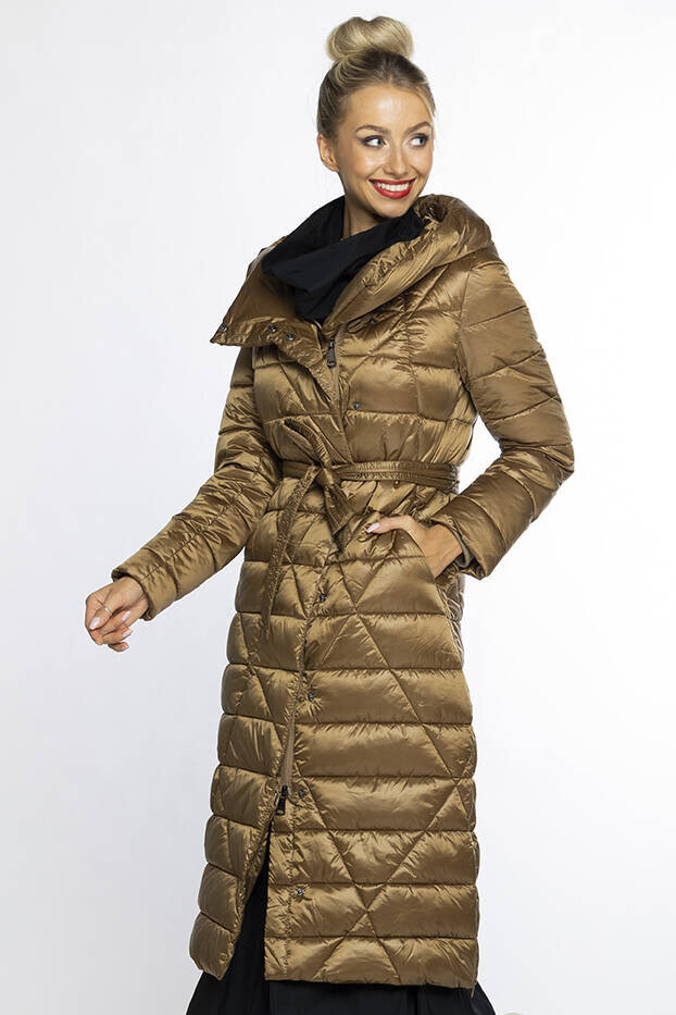 Zlatohnědý Péřový Kabát s Kapucí od Ann Gissy, odcienie brązu M (38) i392_23054-47