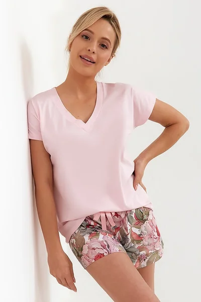 Růžové květinové pyžamo pro ženy Cana 2XL