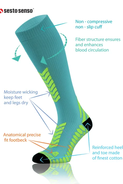 Sesto Senso Tyrkysové běžecké kompresní podkolenky