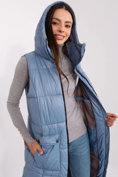Zimní dámská prošívaná vesta s kapucí Sublevel