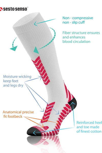 Sesto Senso Běžecké kompresní podkolenky bílé