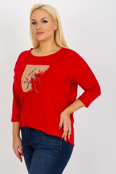 Dámské červené tričko Fashionhunters Plus Size