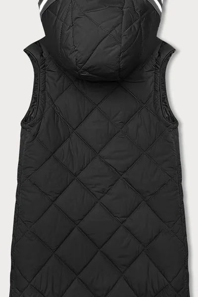 Černá dámská vesta s ozdobnou kapucí - Elegantní teplo od J.STYLE