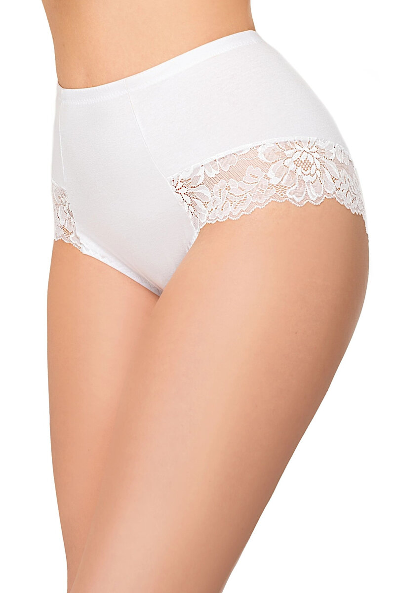 Klasické bavlněné kalhotky s květinovou krajkou - Ewana, Bílá M i41_9999931128_2:bílá_3:M_