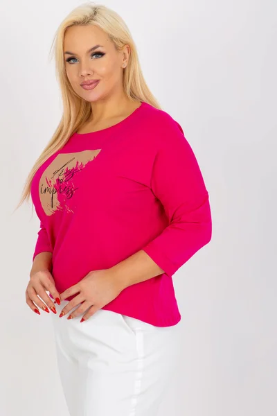 Fuchsiová plus-size halenka Fashionhunters se sloganem