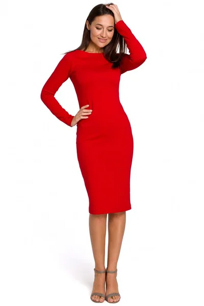 Dámské N8L Midi šaty na tělo - červené Style