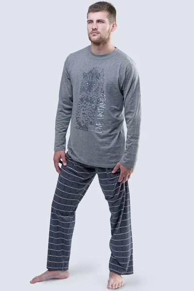 Kárované pyžamo pro muže z přírodní bavlny - Solitér