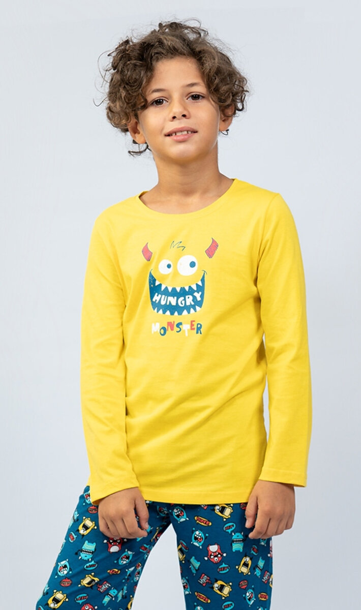Dětské pyžamo dlouhé Monster Vienetta Kids, žlutá 3 - 4 i232_8467_55455957:žlutá 3 - 4
