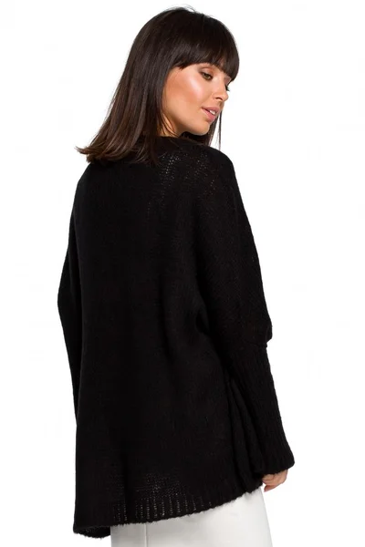 Dámský 34RL Lehký svetr nadměrné velikosti - černý BE