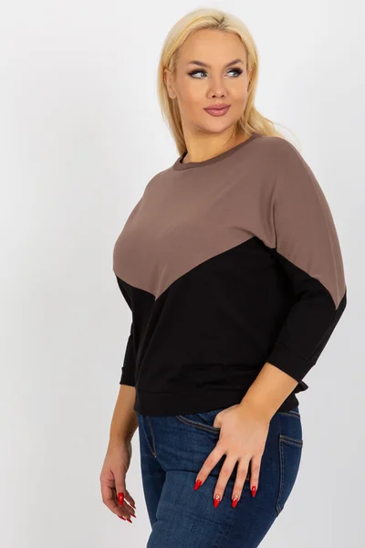 Plus Size Hnědočerná Bavlněná Halenka Fashionhunters