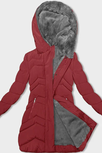 Zimní bunda s kožešinovou podšívkou pro ženy - Červená LHD