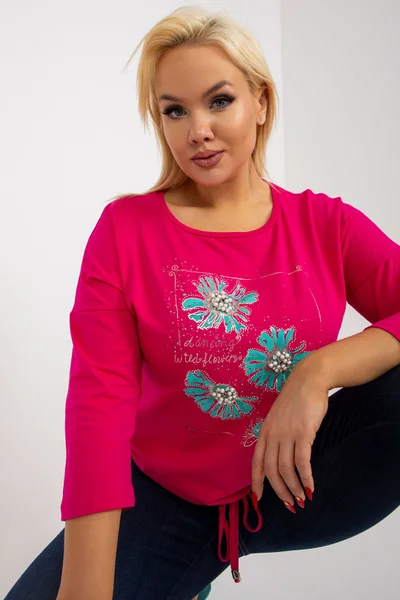 Fuchsiová plus size halenka s kimonovými rukávy Fashionhunters