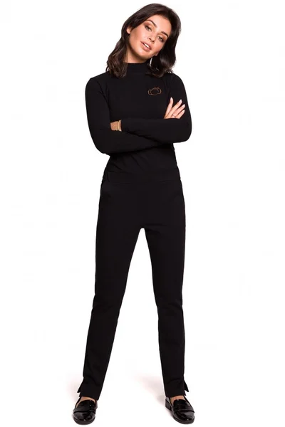 Dámské J1DX25 Jogger kalhoty s rozparky - černé BE