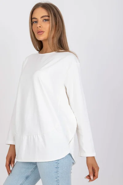 Ecru oversize halenka s dlouhým rukávem - Fashionhunters