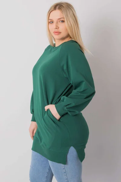 Dámská zelená bavlněná mikina plus size - Fashionhunters