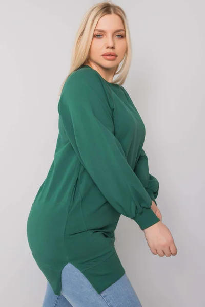 Dámská zelená bavlněná mikina plus size - Fashionhunters