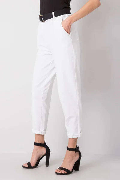 Dámské bílé kalhoty s opaskem FPrice