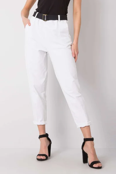 Dámské bílé kalhoty s opaskem FPrice