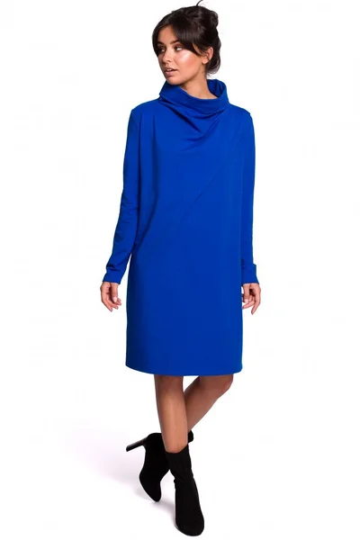 Dámské ZJB5 Šaty s vysokým límcem - královská modř BE