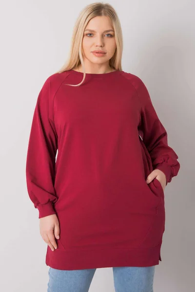 Dámská Plus Size Mikina Fashionhunters Vínová