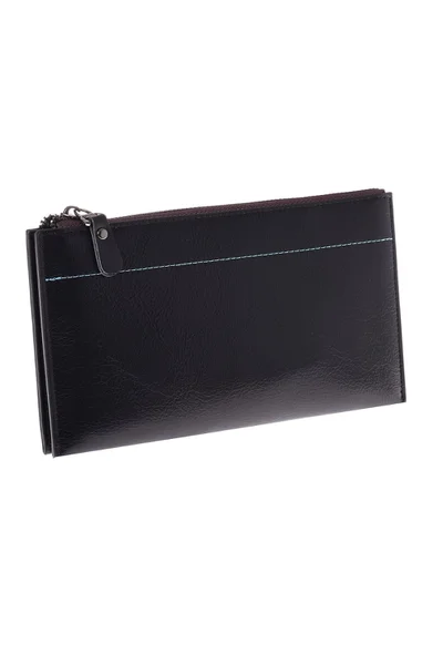 Černá ekokůže peněženka s mnoha kapsami a odnímatelným páskem