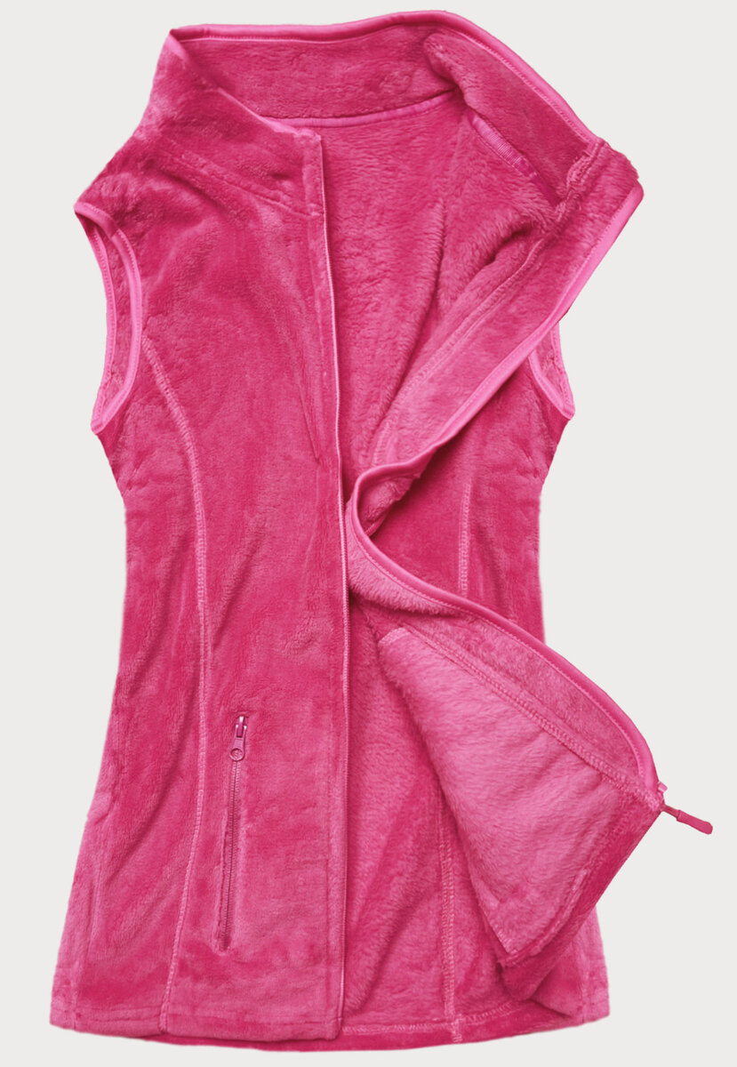 Růžová plyšová dámská vesta IE4 J.STYLE, odcienie różu XL (42) i392_21017-53