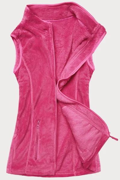 Růžová plyšová dámská vesta IE4 J.STYLE