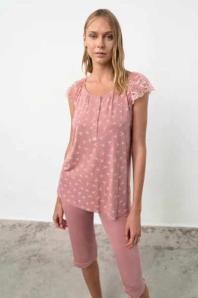 Růžové dvoudílné pyžamo s mašličkami Vamp Bowy dámské