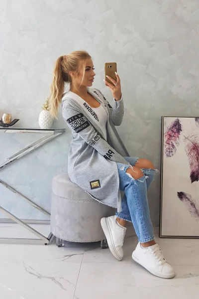 Dámský plášť s kapucí K-Fashion Light Grey