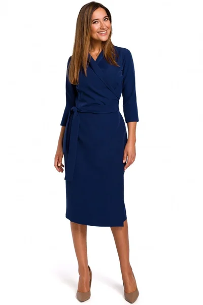 Dámské Q752XI Zavinovací šaty s vázáním - tmavě modré Style