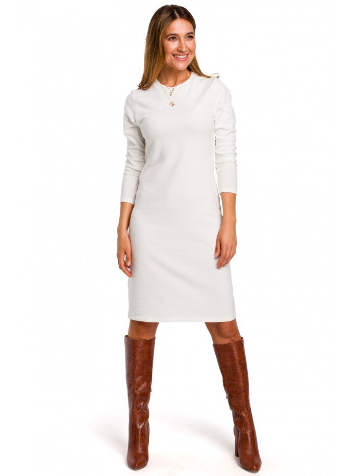 Dámské 09Z Svetrové šaty s dlouhými rukávy - ecru barva Style, EU XXL i529_2594325727633998688