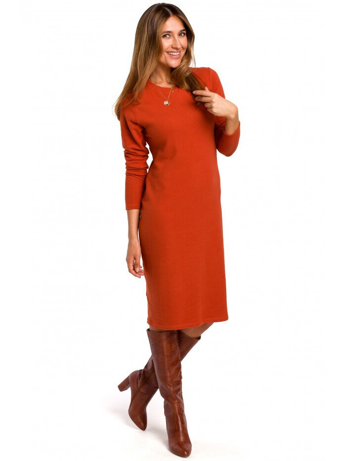 Dámské 1P7U Svetrové šaty s dlouhými rukávy - červené Style, EU S i529_9185918270551412732